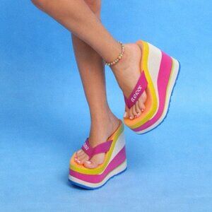 Vintage Y2k Zoop Chunky Platform Flip Flop Sandals Size 10